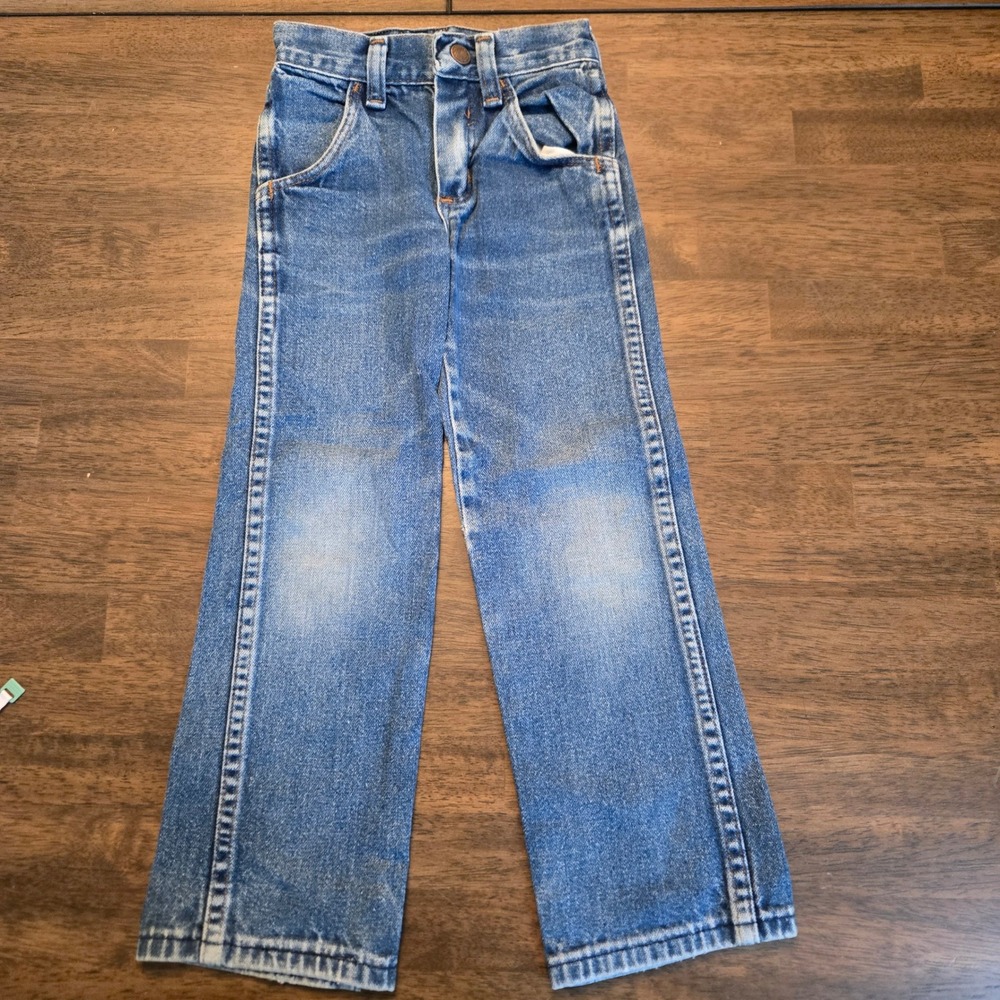Rustler Vintage Kids Blue Jeans 5 Slim Made in USA Med Wash Straight Leg Denim
